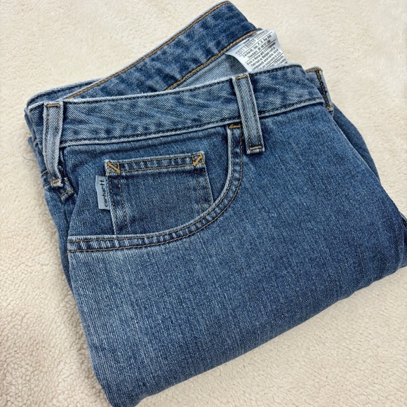 Carhartt Womens Size Original Fit Medium Wash Denim Boot Cut Jeans WB041 - Picture 1 of 9